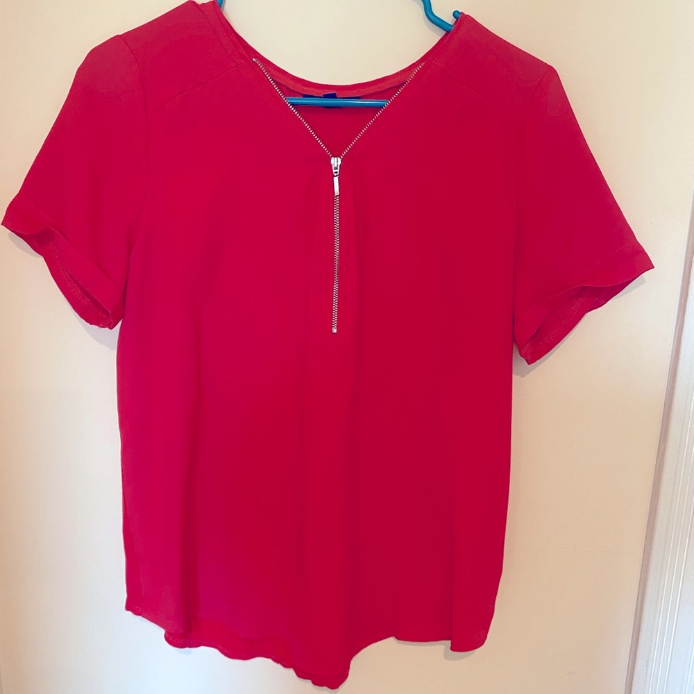 Pink quarter zip dressy top